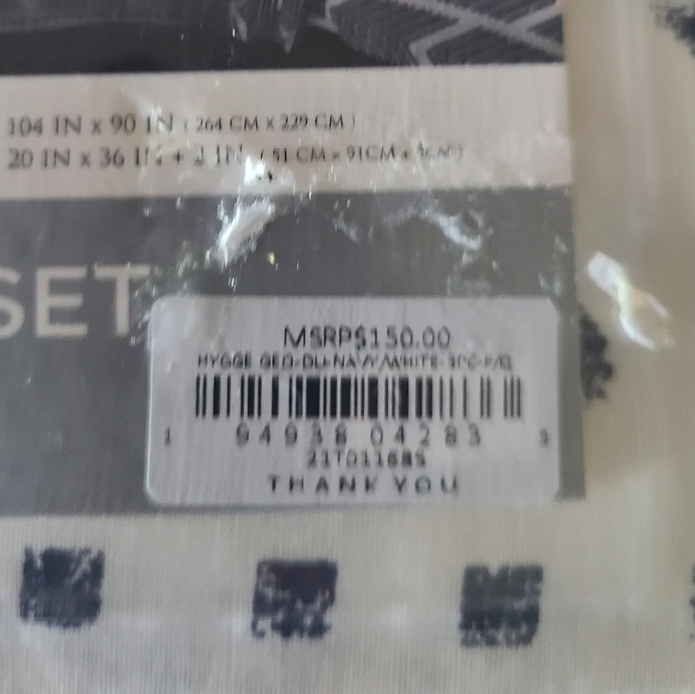 NWT Lush Decor Duvet 3-Piece Set Full/Queen